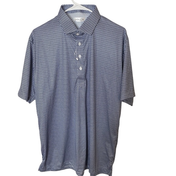 NWOT Collars & Co. Vantage Blue White Relaxed Flex Polo in Size Large - Picture 3 of 7